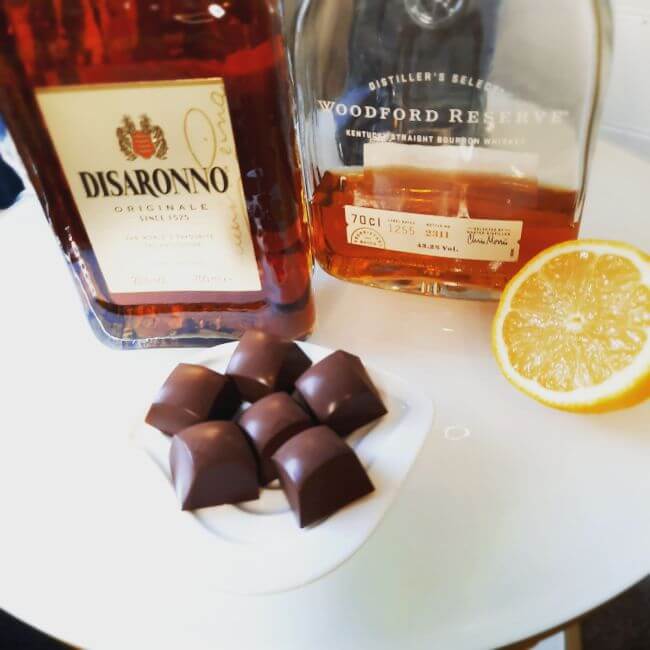 Luxury Chocolate Drawer Box contains these chocolate truffles with amaretto and whiskey